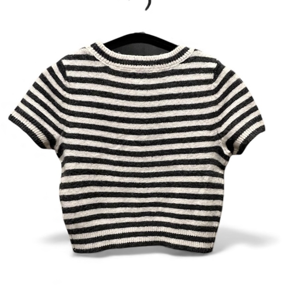 Freshman 1996 Black and White Star Striped Cropped Sweater Small - Picture 3 of 8
